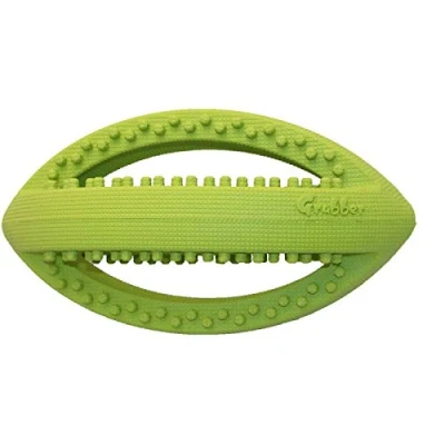 Image of SIPW Grubber Large Heavy Duty Rubber Dog Toy Football Rugby Ball Interactive (Rugby Green)