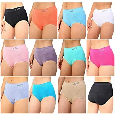 Image of STV Ladies Womens Full Briefs Seamless Support Tummy Control Shaper Size Small to2xl (Medium, White)