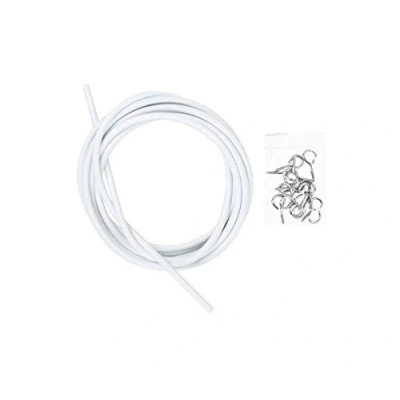 Image of SO USEFUL 4 metres Net Curtain Wire, Hanging Cord Kit with 16 nickel plated steel hooks and eyes for Rods