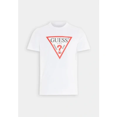 Image of Guess CN SS ORIGINAL LOGO TEE men&#039;s T shirt in White