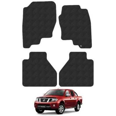 Image of 5mm Rubber Floor Mats for the Nissan Navara (2010 2016) [Only suitable Double Cab models] Custom Van Accessory Tailored fit Heavy Duty, Waterproof &amp; Anti Slip Work with Clips