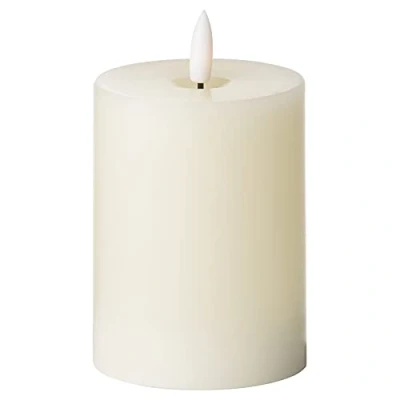 Image of Hill 1975 Luxe Collection Natural Glow 3 x 4 LED Ivory Candle, PLASTIC,WAX, Mixed, 7.5 10 cm