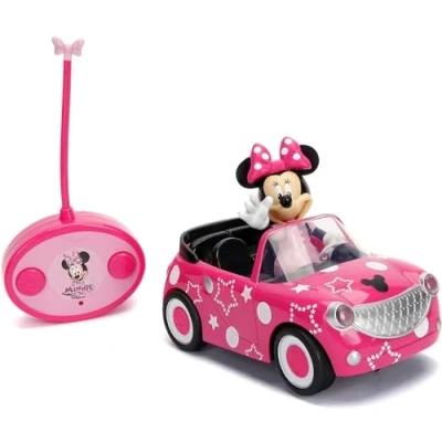 Image of Disney Junior 7.5&quot; Minnie Mouse Roadster RC Remote Control Car Pink 27MHz, Toys for Kids , With Stars and Polka Dots