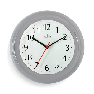 Image of Acctim Wycombe Kitchen Wall Clock Quartz Arabic Numerals Grey 22cm