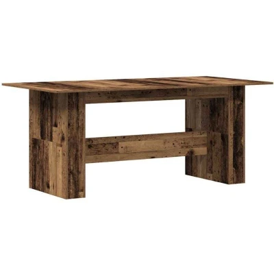 Image of vidaXL Dining Table Old Wood Brown, Engineered Wood, Rectangular, 180x90x76 cm Modern Style for Room/Kitchen