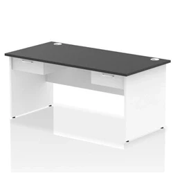 Image of Impulse 1600x800 Desk Black/White Panel End 2x1 Drawer Fixed Ped