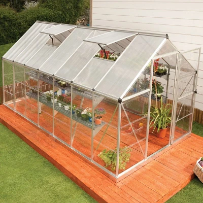 Image of 6&#039;x14&#039; Palram Canopia Hybrid Large Walk In Silver Polycarbonate Greenhouse (1.8x4.2m)