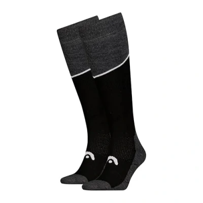 Image of HEAD Ski Beginner Kneehigh Sock, Black/Grey Melange, 39 42 (Pack of 2)