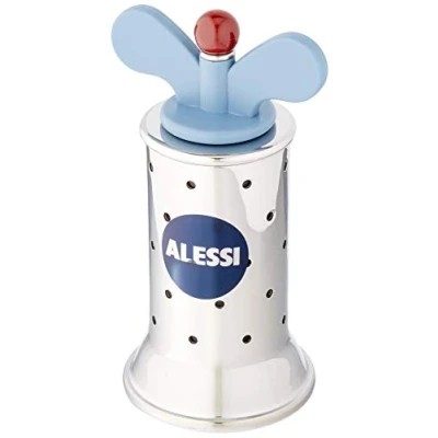 Image of Alessi 9098 Design Pepper Mill with Fins Stainless Steel and Thermoplastic Resin, Light Blue