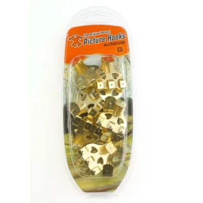 Image of X Picture Hooks No.4 Brass Plated 10 Pack Blister 12890