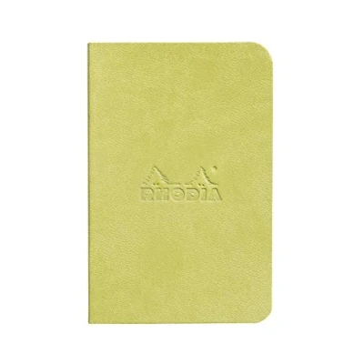 Image of RHODIA 117205C Set of 2 Soft Notebooks Minibooks Beige &amp; Anise 7x10.5 cm Lined 64 pages Clairefontaine Ivory Paper 90 g/m Faux Leather Cover Rhodiarama Collection