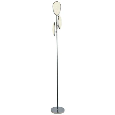 Image of 3 Light Led Floor Lamp, Crushed Ice Effect Shade, Chrome
