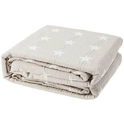 Image of VIALMAN Bedspread Sofia 10 Single Bed Stars Quilt Coverlet Size 180 x 270 cm &amp; Sofa Throw Beige