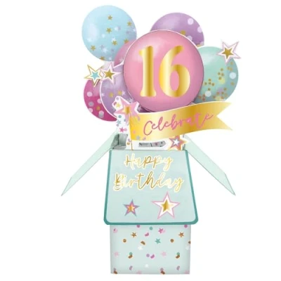 Image of Clever Cube Girls 16th Birthday Sweet Sixteen! Pop Up Greeting Card CU002.A