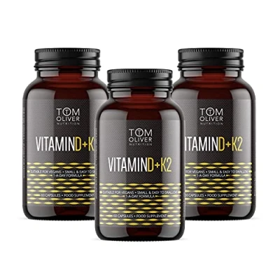 Image of Tom Oliver Nutrition Vitamin D K2 (60 Tablets) Suitable for Vegans One A Day Formula (3)