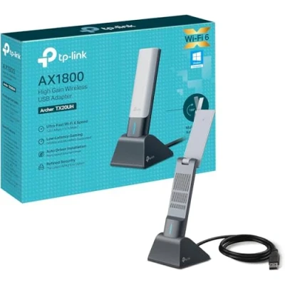 Image of TP Link Wi Fi 6 AX1800 High Gain Dual Band Wireless USB Adapter, dongle,1.2 meter 3.0 cable, Low Latency Gaming, Supports Windows 10/11, WPA3, Easy Installation (Archer TX20UH)