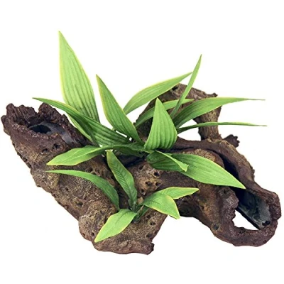 Image of Rosewood Mopani Wood with Plants Aquarium Decor, Small