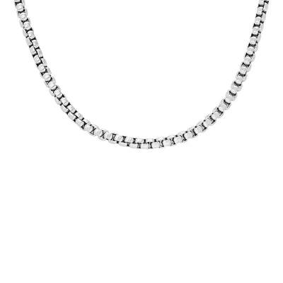 Image of Fossil Necklace for Men All Stacked Up Stainless Steel Chain Necklace, Length: 460mm+50mm, Width: 2.8mm, JF04505040