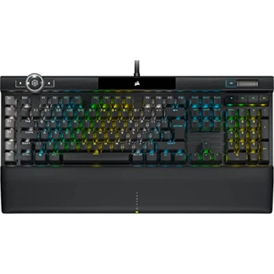 Image of CORSAIR K100 RGB Optical Mechanical Wired Gaming Keyboard OPX Linear Switches PBT Double Shot Keycaps Elgato Stream Deck Integration iCUE Compatible PC, Mac, Xbox QWERTY UK Black