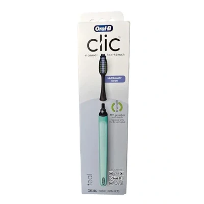 Image of Oral B Clic Manual Toothbrush, Teal, with Replaceable Brush Head 1 Count, 1.0 Count
