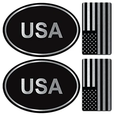 Image of Biomar Labs® Silver USA United States of America Flag American Stickers for Bumper Window Car Motorcycle Laptop Helmet Van Bike 4pcs. D 8 Z*