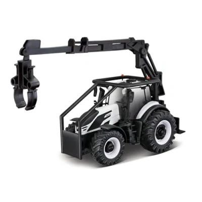 Image of Bburago B18 31679 Die Cast VALTRA M2Q Tractor with Working Front Loader and 3 LOGS Vehicle, Green