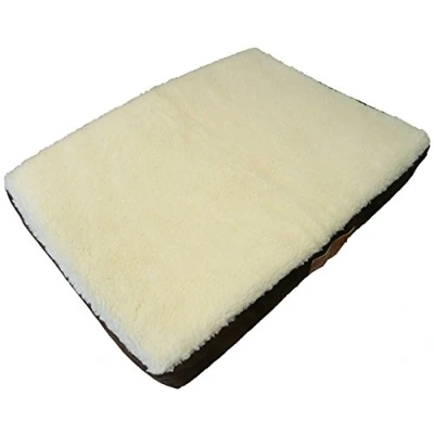 Image of Ellie Bo Small Memory Foam Dog Bed for 24 inch Cage/Crate Brown Faux Suede/Sheepskin