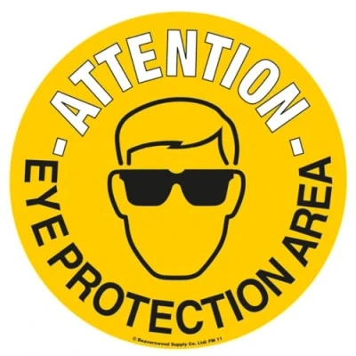 Image of Floor Graphic Markers, Stickers, Adhesive Sign, Warning Safety Signs 430mm dia. Eye Protection Area