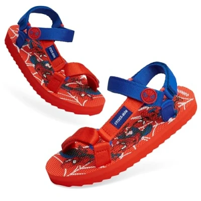Image of Marvel Spiderman Boys Sandals, Summer Shoes with Adjustable Straps (Red, 3.5 UK)