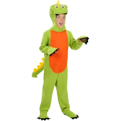 Image of Funidelia Dinosaur Costume for boys &amp; girls Animals, T Rex, Jurassic Park Costumes kids, accessory fancy dress props Halloween, carnival parties Size 7 9 years Green
