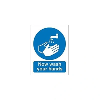 Image of Seco Now Wash Your Hands Sign, 150mm x 200mm Self Adhesive Vinyl