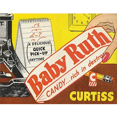Image of USA Baby Ruth Goonies Movie inspired Candy Chocolate Bar Vintage Retro Man Cave Pub Shed Novelty Gift Aluminium Metal Tin Wall Décor Sign