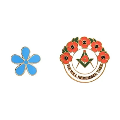 Image of Smartbadge® Masonic Forget Me Not Flower 15mm Badge And We Will Remember Hard Enamel Lapel Pin Badges
