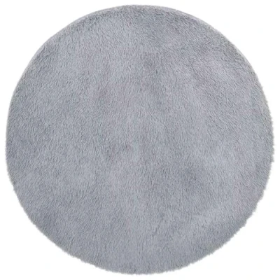 Image of vidaXL Shaggy Rug Round Light Grey High Pile Soft Polyester Carpet 240x240 cm for Living Room, Bedroom, Office, Indoor/Outdoor
