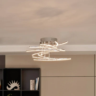 Image of Lindby Flakira LED ceiling lamp 10 bulb chrome