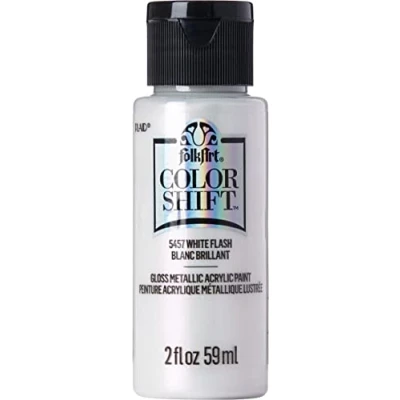 Image of Plaid PE5457 Folk Art Colour Shift Acrylic Paint, White Flash, 2 oz.,5457