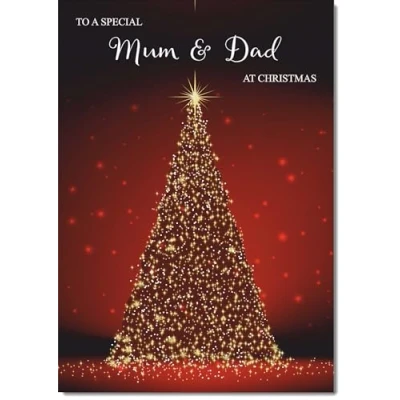 Image of doodlecards Mum and Dad Christmas Card Red Tree Large A4 Size for &amp; with Plain Envelope
