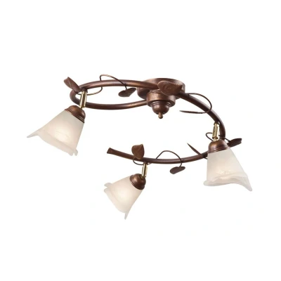 Image of Bluszcz Multi Arm Semi Flush Ceiling Light With Glass Shades, Brown, 3x E14