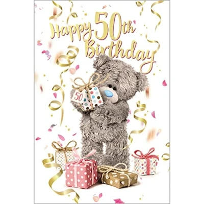 Image of Me To You 50th 50 3D Holographic Hologram Bear Teddy BIRTHDAY Card