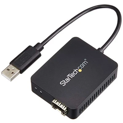 Image of StarTech.com USB to Fiber Optic Converter Open SFP 100Mbps Windows &amp; Linux Ethernet Adapter Network (US100A20SFP), black