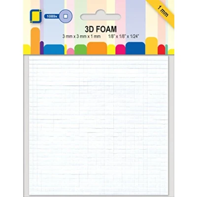 Image of JEJE 3D Foam Dot Mini Squares 1 mm, Synthetic Material, White, 14.8 x 11.1 0.1 cm