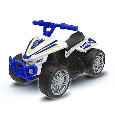Image of Evo Electric Ride On Police Quad Bike 6V Battery Powered Kids Motorised Toy Vehicle Throttle Driven With Footrests 3+