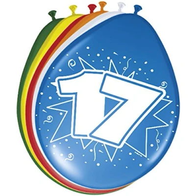 Image of Folat 17 Years Balloons for Party Decoration Multicolor 12In / 30cm 8 pieces
