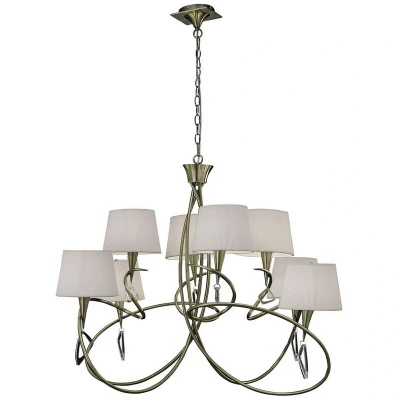 Image of Mara Pendant 2 Tier 8 Light E14, Antique Brass Ivory White Shades