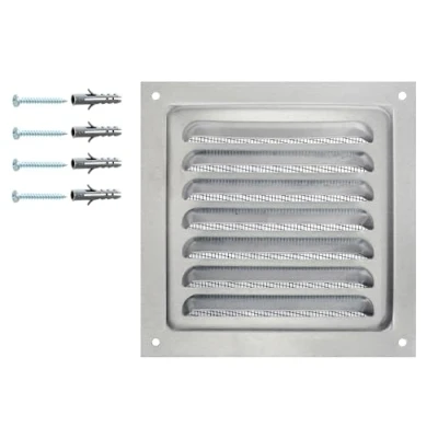 Image of Ventilation Grille Made from Anodized Aluminium 12,5 x cm / 5 inches, Air Vent with Protective Insect’s Net, Indoor/Outdoor Metal Grid Net.