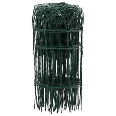 Image of vidaXL Green Garden Border Fence 25m Iron Lawn/Path Edging Mesh Panel, Weather Resistant, Outdoor Landscape Barrier