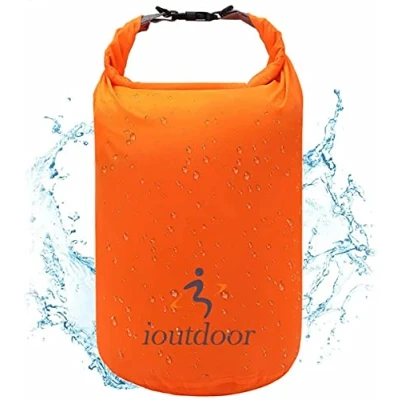 Image of ioutdoor Waterproof Dry Bags Lightweight 2L/5L/10L/20L Keep Clean, Compression Sacks Small Large for Kayaking, Hiking, Swimming, Camping, Canoeing, Boating, Fishing (Orange, 5L)