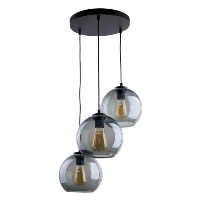 Image of TK Lighting Cubus pendant light, Ø 50 cm, 3 bulb, smoky grey, glass