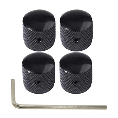 Image of Metal Volume Tone Dome Knobs Control for Electric Guitar Bass with Inner Hexagon Spanner Black, 4 Pcs