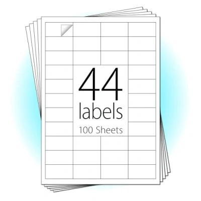 Image of RELSY A4 Self Adhesive Blank Address Labels for Amazon FBA Shipping 44 Per Sheet, 100 Sheets / 4400 Inkjet &amp; Laserjet Printable Labels, 48.3 x 25.4mm (100 Sheets)